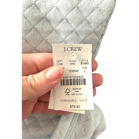 J.Crew Reversible Quilted Sweater – Light Blue & Stripe, Size Large, NWT - Picture 7 of 8